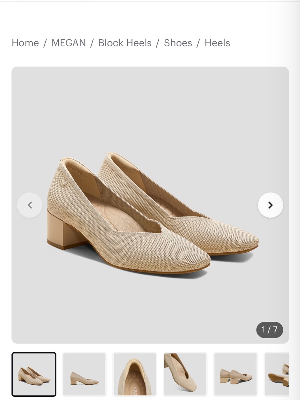 Megan Beige Textured Block Heel Pumps